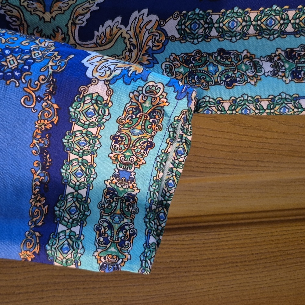 Laundry By Shelli Segal Vibrant Blue Multi Dress Beautiful Design Zip Closure 8 - Picture 3 of 11